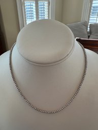 14KT ITALY White Gold Sparkly Cut Necklace - J45A