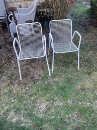 Paired Metal Wire Chairs