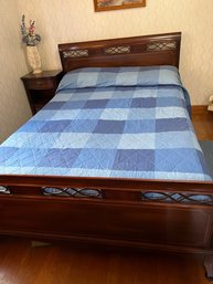 Full Size Mahogany Bed Frame,  Head And Foot Boards Includes Spread - Mb15