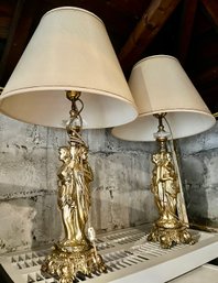 2 Vintage MCM Unmarked Lamps Needs Cleaning -