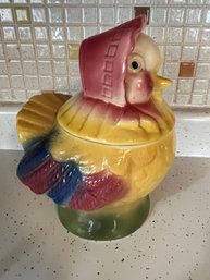 Adorable Two Piece Chicken With Bonnet Cookie / Treat Jar - K32
