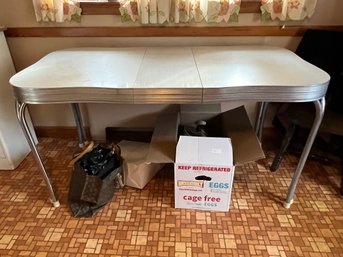 Vintage Metal Formica Topped Table With One Leaf - K31