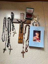 Rosary Bead Lot And Jerusalem Cross Plus Book - K40