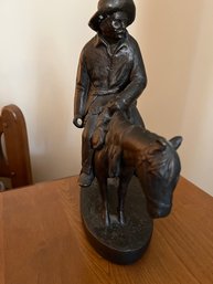 Austin Production Cowboy On Horse Bronze Statue - BL52