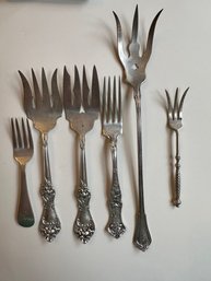 6 Sterling Forks Of Various Sizes And Uses Including Small Gorham Lemon Fork - S4