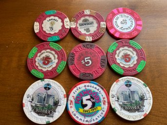 Nine Collectors Casino Chips Includes Showboat In Atlantic City - BL66