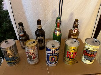 Nine Empty Rare Collectors Bottles And Large Cans - BR76