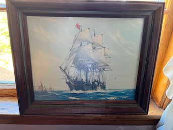 Framed Ship Print Hunter Wood USMS - BR87