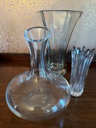 Glass Wine Decanter And Two Vases - D8