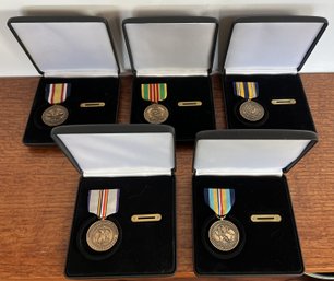 LOT (5) Commemorative US Military Medals With Cases Ribbons Only