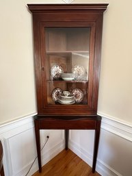 Antique Tall Inlaid Corner Cabinet With Original Key - FR5