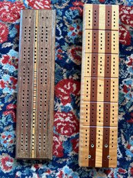 LD Brown Concord, NH & No.8 Drueke Grand Rapids MI Handcrafted Cribbage Boards With Glass Marbles  - FR7