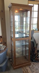 Tall Narrow Glass Shelves Curio Display Cabinet Side Entry With Light 22.5' X 72' X 11' Deep