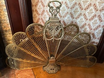 Antique Brass Peacock Style Fireplace Fan - LV 19