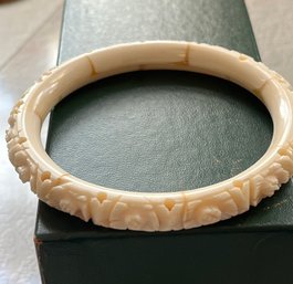 Bone  Rose Carved Bracelet -k106