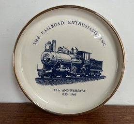 Railroad Enthusiasts Inc. Commemorative Plate 25th Anniversary 1935 -1960 Dish 7' Newton Highlands