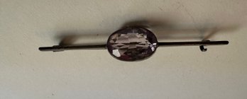 Pretty Amethyst ? Silver Pin Marked But Illegible - J12