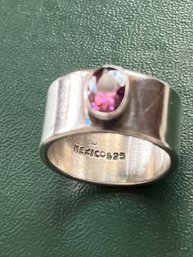Wide Band Sterling Silver Ring Mexico 925-k111