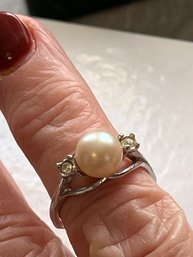 Sterling Faux Pearl Ring -k112