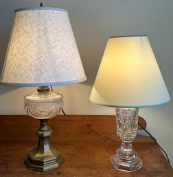 2 Antique Glass Lamps: 1 Brass And Glass, Other Glass - BB8