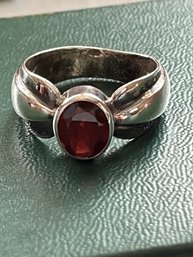 Sterling Silver Garnet Ring-k113
