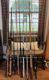 Lot (12) Fishing Rods Olympic Surf Casting Rod, Penn Special, Zebco Surf Casting, Rhino & More