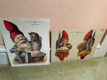 2 Vintage Gnome Prints On Paper / Cardboard - 82