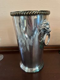 Wallace Silver Plated Champagne Bucket/wine Cooler With Lion Head Ring Handles #2442 - 108