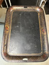 Early Tin Painted Tray On Stand / Table - B28