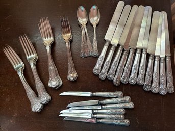 Antique Gorham Kings Silver Plated Flatware - 123