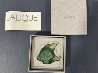 Lalique Paris Crystal Glass Fish Green/gray Figurine New In Box - A5