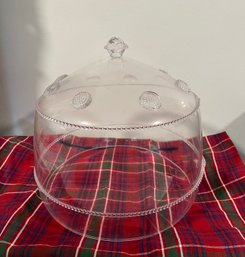 Juliska Berry And Thread Pattern Crystal Glass Cake Dome - A11