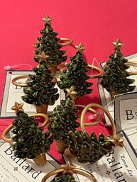 8 New Karen Lee Ballard Christmas Tree Napkin Rings - B30