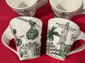 4 Villeroy And Boch Wave Cafe Cities Of The World Collection Rio De Janeiro Mugs 1748 - B36