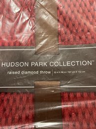 New Garnet Red Hudson Collection Raised Diamond Throw - B37