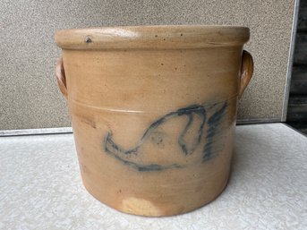 Rare Antique Salt Glazed Crock With Elephant - E