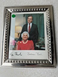 Framed George & Barbara Bush Photo With Signatures 8 X 10 - I