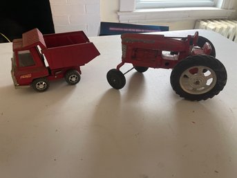 Buddy L Dump Truck  And Hubley Tractor