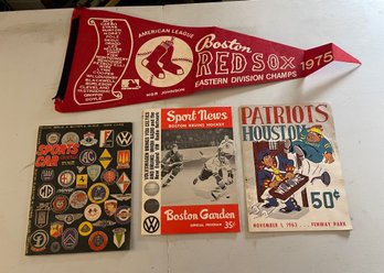 1963 Patriots And Bruins Programs, 1975 Red Sox Pennant