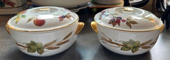 2 Royal Worcester Evesham Covered Dishes Oven To Table- K26