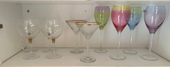 Assorted Barware Including 4 Colorful Wine Glasses (10 Pieces) -k40