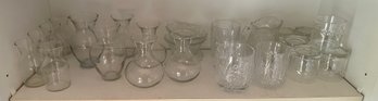 Mini Glass Wine Crafe/bud Vases  And Assorted Glasses 25 Pieces- K41