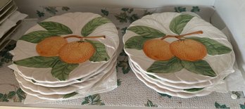 8 Pretty Orange Tree Dessert Plates -k42