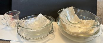 8 Clear Glass Bowls & Bake Ware - K67 Cabinet