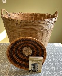 Wicker Lot - Large Woven Basket And Small Woven Basket Plus Moroccan Phrase Book