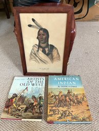 Active American Print Of  Esh-ta-hum-leah A Sioux Chief And Two American Coffee Table Books -  A50