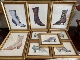 9 Vintage Victorian Shoe Framed Art 2 Sizes - B7