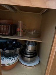 #595 Cabinet Lot Of Bowls & Misc
