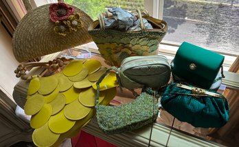 Ray Of Sunsine - Greens Cremes And Yellow Hand Bags Lot Of 7 -some With Tags - B24