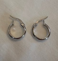 14k Italy White Gold Baby Hoops - 31